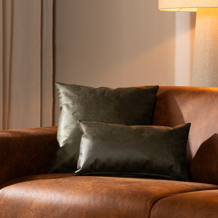 Kissen Kyla Eco-Leder olivgrün 45x45 cm