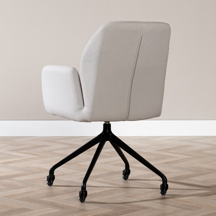 Esszimmerstuhl Runa recycelter Stoff mit Rollen grau