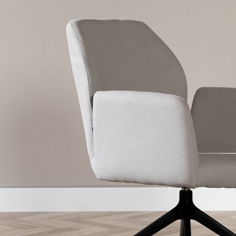 Esszimmerstuhl Runa recycelter Stoff mit Rollen grau