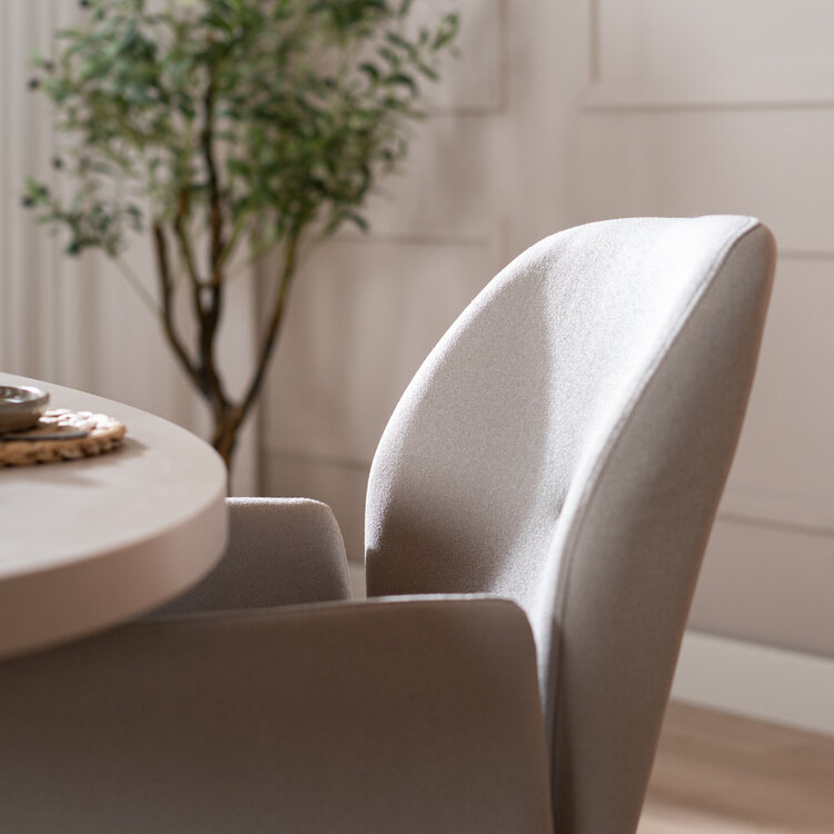 Esszimmerstuhl Runa recycelter Stoff mit Rollen grau