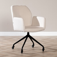 Esszimmerstuhl Runa recycelter Stoff mit Rollen off white