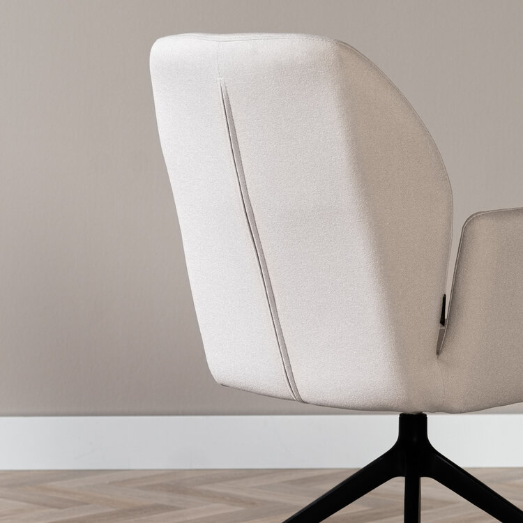 Esszimmerstuhl Runa recycelter Stoff mit Rollen off white