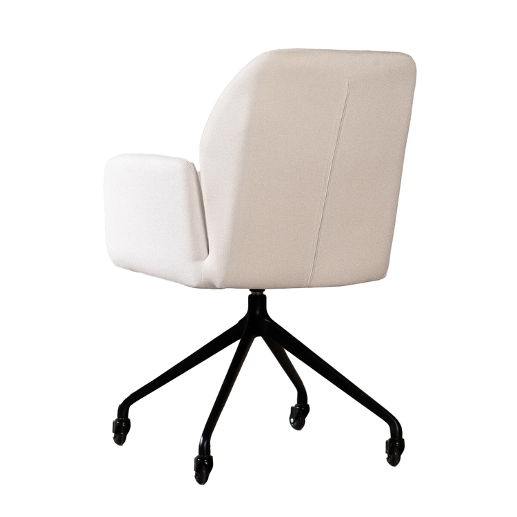 Esszimmerstuhl Runa recycelter Stoff mit Rollen off white