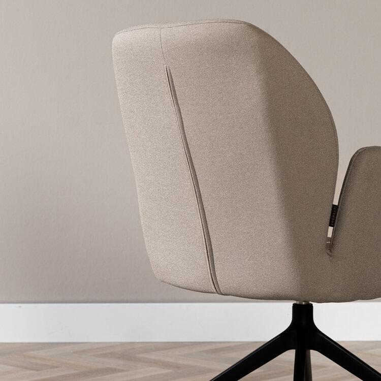 Esszimmerstuhl Runa recycelter Stoff mit Rollen taupe