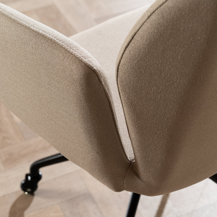 Esszimmerstuhl Runa recycelter Stoff mit Rollen taupe