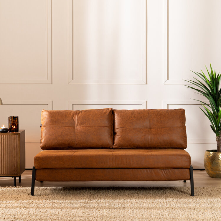 Schlafsofa 2-Sitzer Mikko Eco-Leder cognac