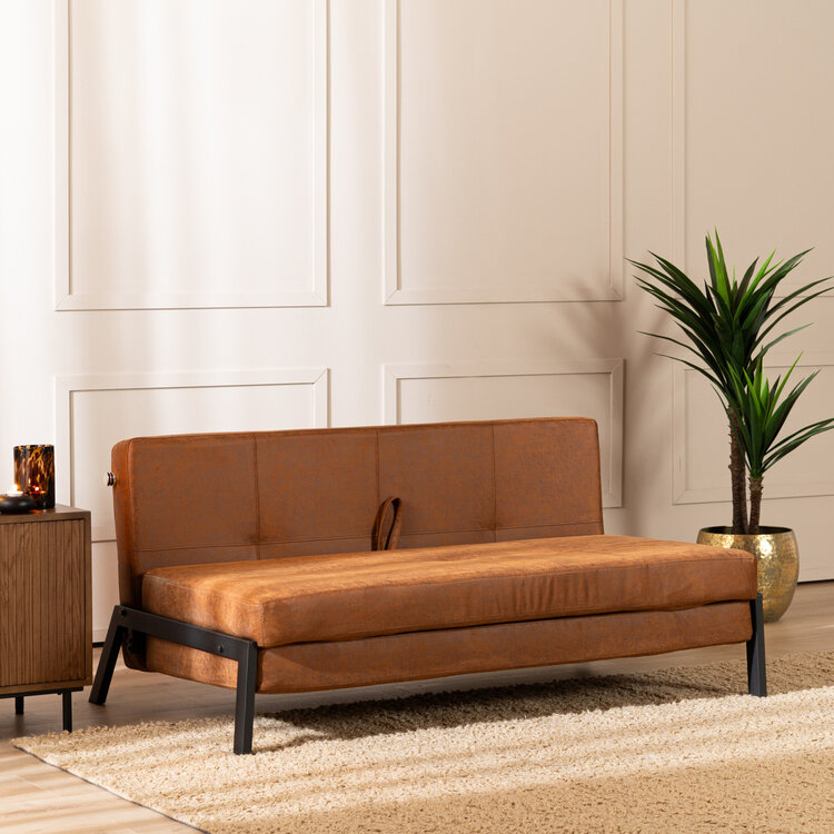 Schlafsofa 2-Sitzer Mikko Eco-Leder cognac