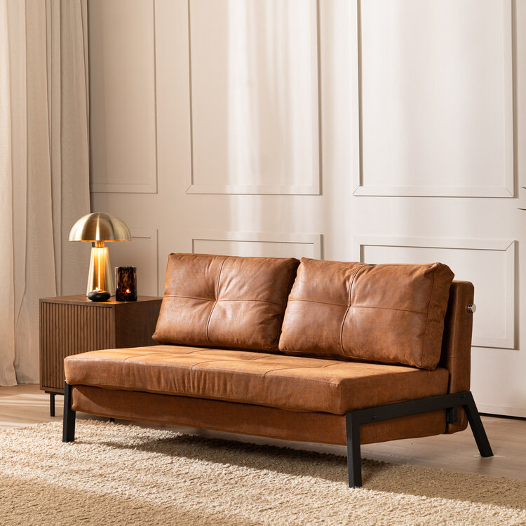 Schlafsofa 2-Sitzer Mikko Eco-Leder cognac
