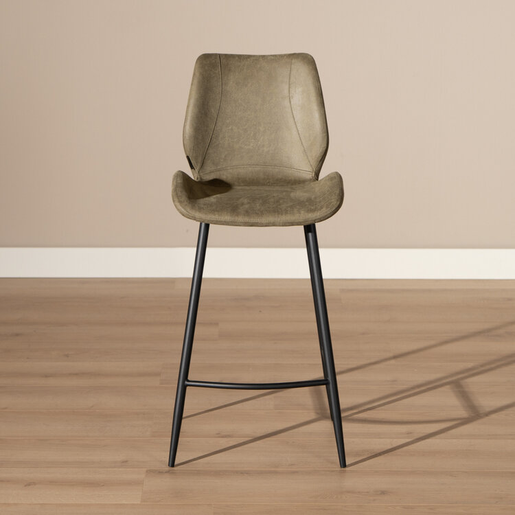 Barhocker Leder Barrel olivgrün 69 cm