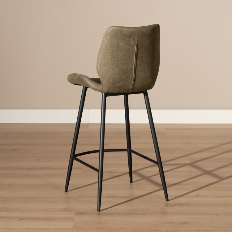 Barhocker Leder Barrel olivgrün 69 cm