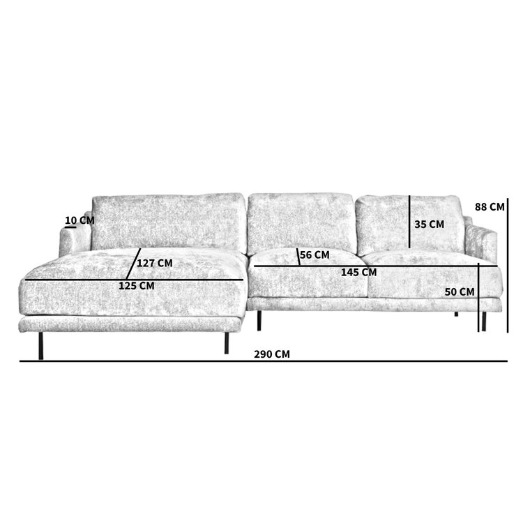 Ecksofa Denver Samt schwarz links