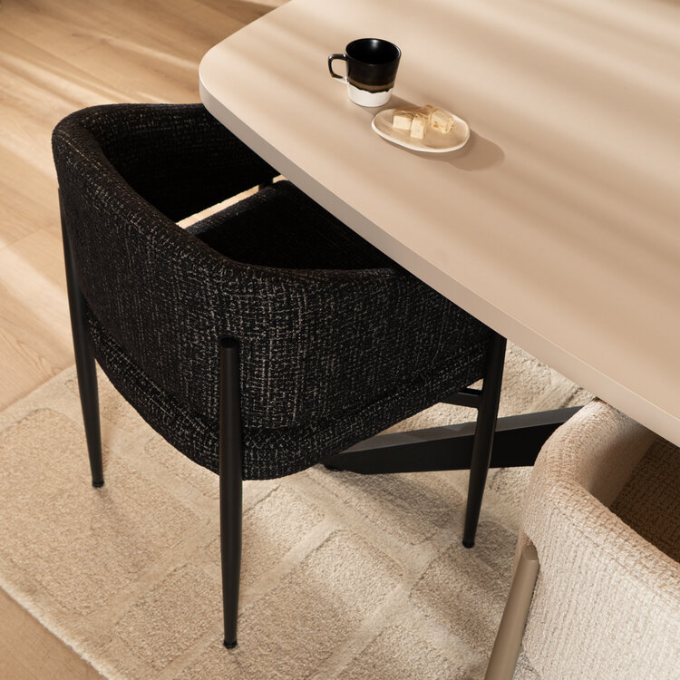 Esszimmerstuhl Armin Stoff meliert schwarz