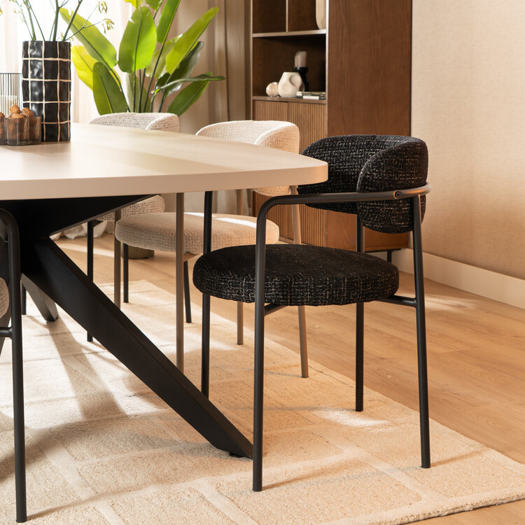 Esszimmerstuhl Nicky Stoff meliert schwarz