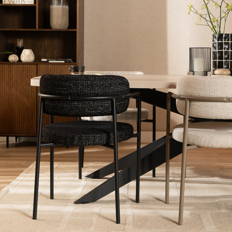 Esszimmerstuhl Nicky Stoff meliert schwarz