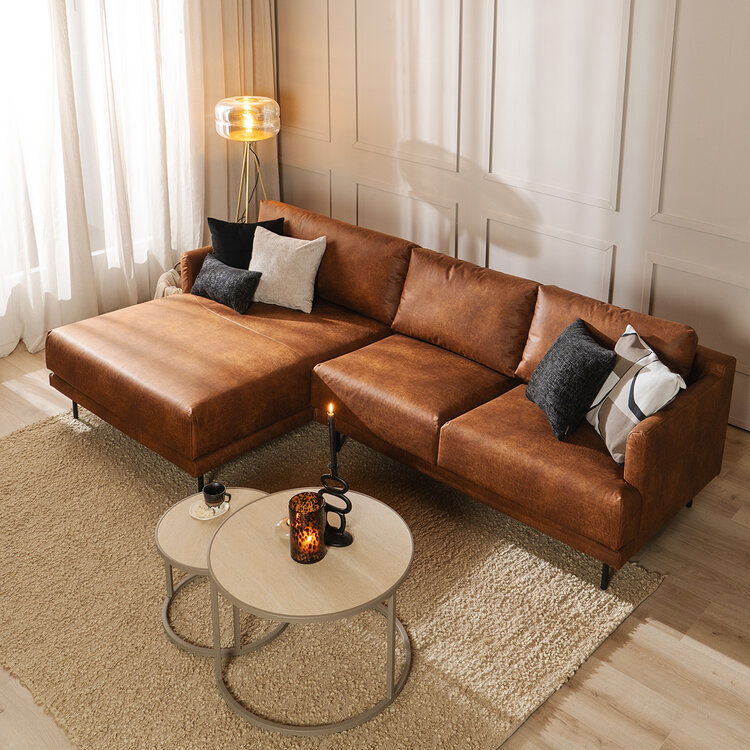 Ecksofa Denver Leder cognac links