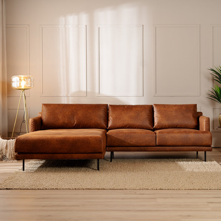 Ecksofa Denver Leder cognac links