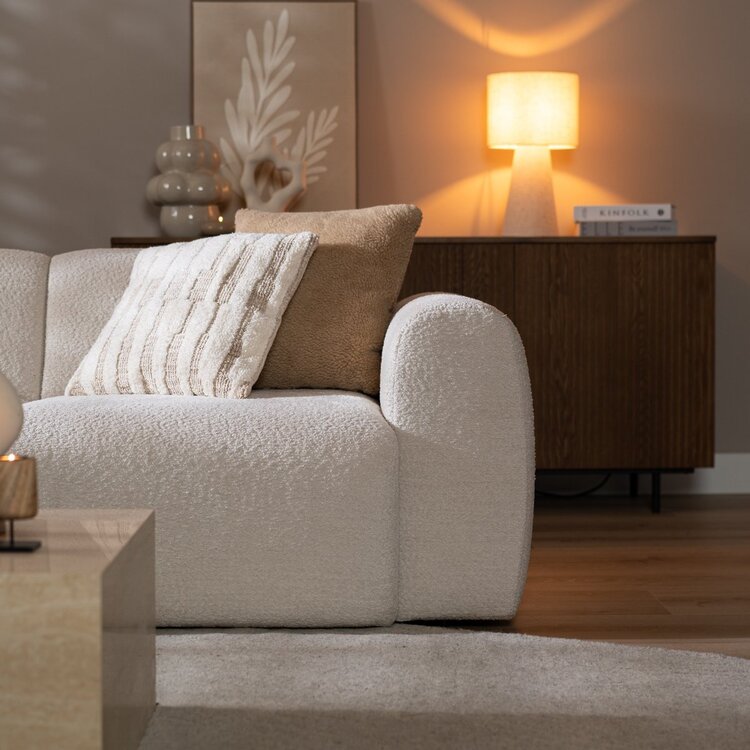 Ecksofa Maine Bouclé off white links