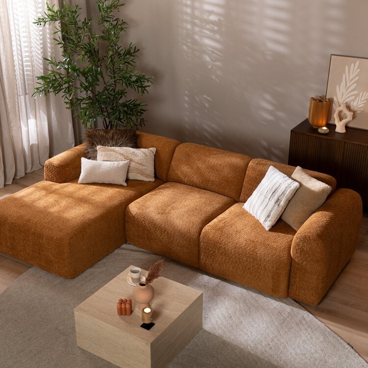 Ecksofa Maine Bouclé terrakotta links