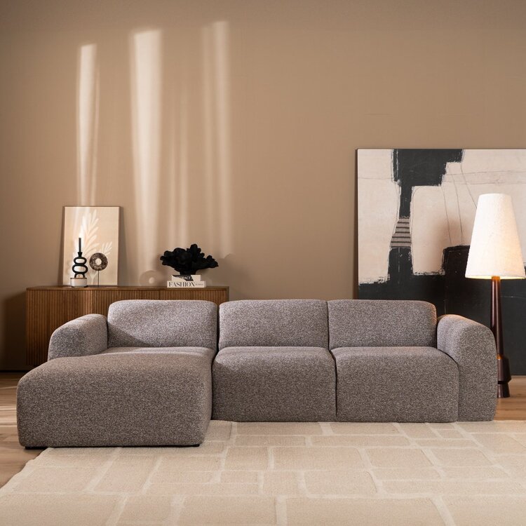 Ecksofa Maine Bouclé braun/grau links