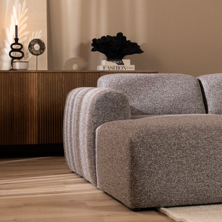 Ecksofa Maine Bouclé braun/grau links