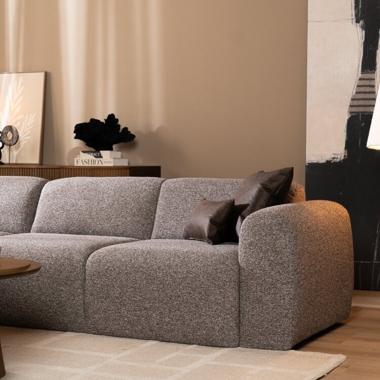 Ecksofa Maine Bouclé braun/grau links