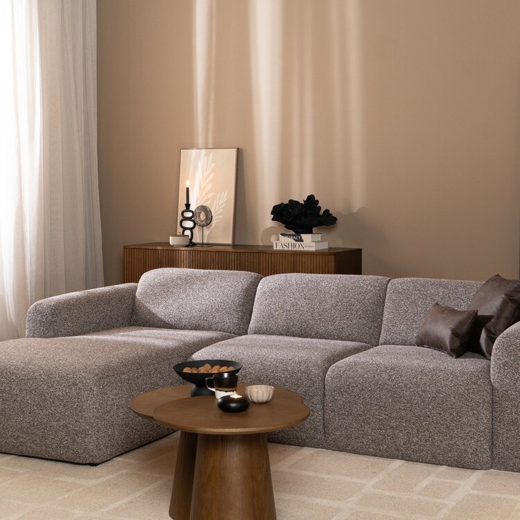 Ecksofa Maine Bouclé braun/grau links