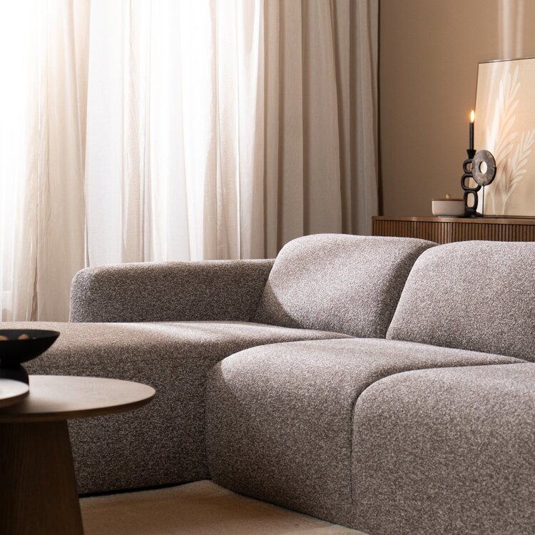 Ecksofa Maine Bouclé braun/grau links