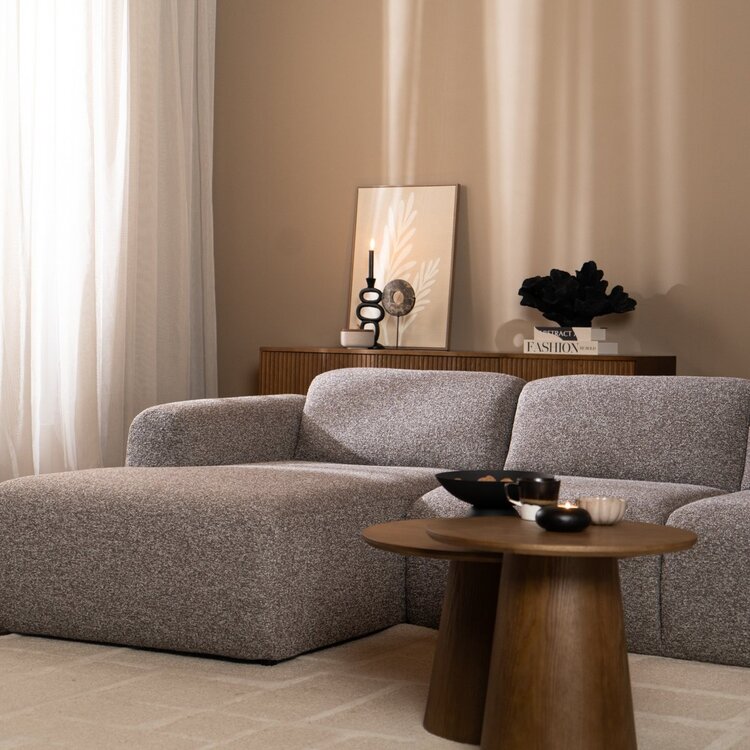 Ecksofa Maine Bouclé braun/grau links