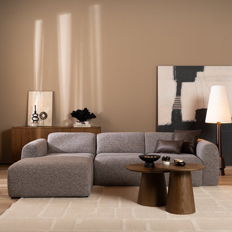 Ecksofa Maine Bouclé braun/grau links