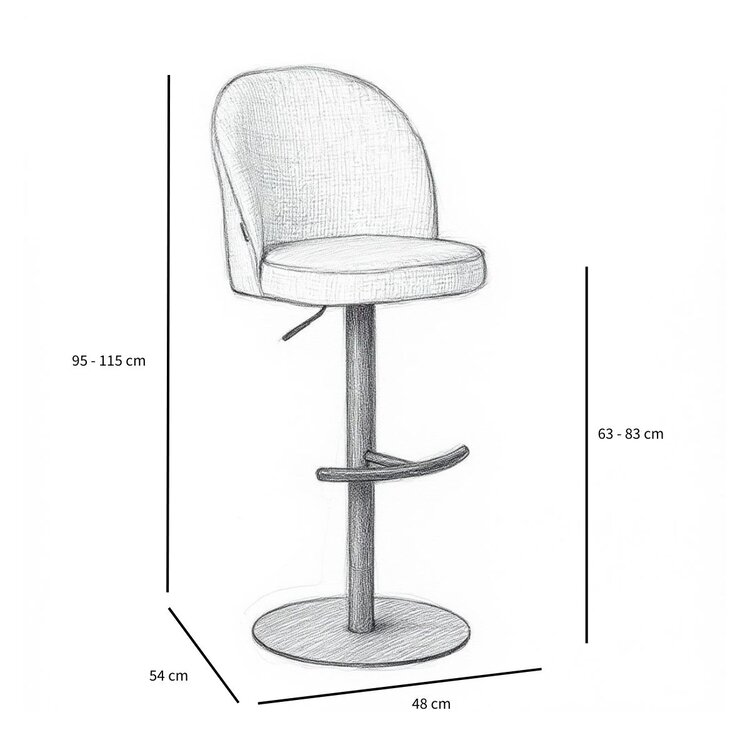 Barhocker Odin Stoff meliert off white/schwarz 63-83 cm