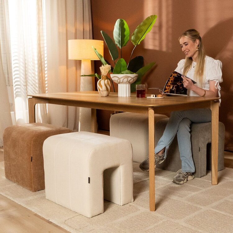 Modularer Hocker Seth Chenille off white