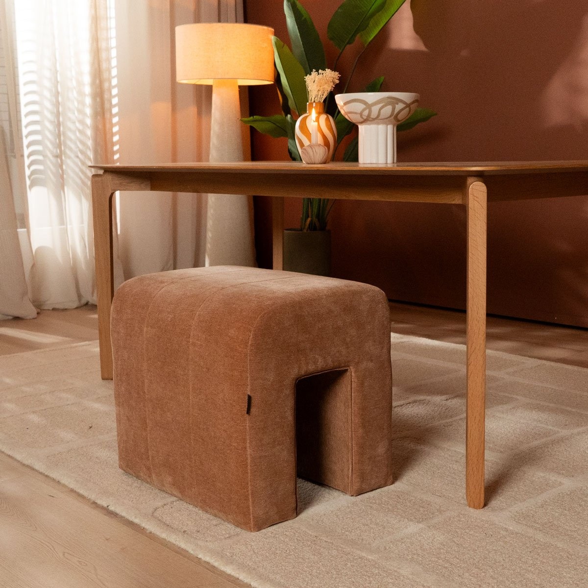 Modularer Hocker Seth Chenille terrakotta