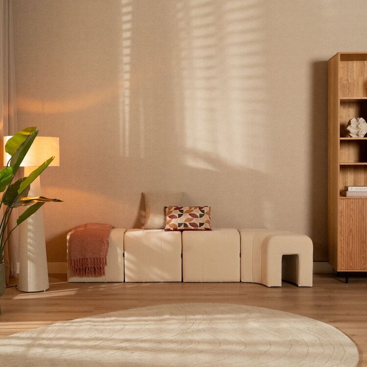 Modularer Eckhocker Seth Chenille off white