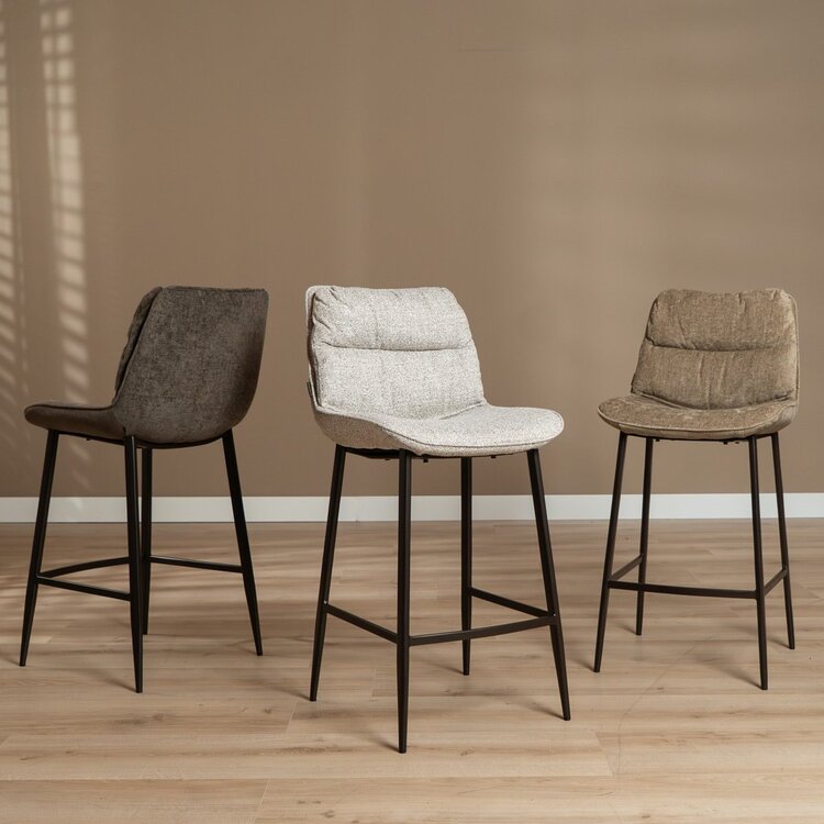 Barhocker Trevi Stoff offwhite/braun 68 cm