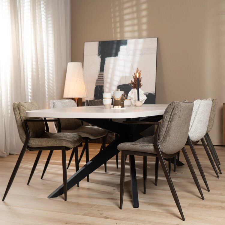 Esszimmerstuhl Trevi Stoff off white/braun