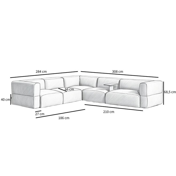 Ecksofa 6-Sitzer Karla Chenille taupe