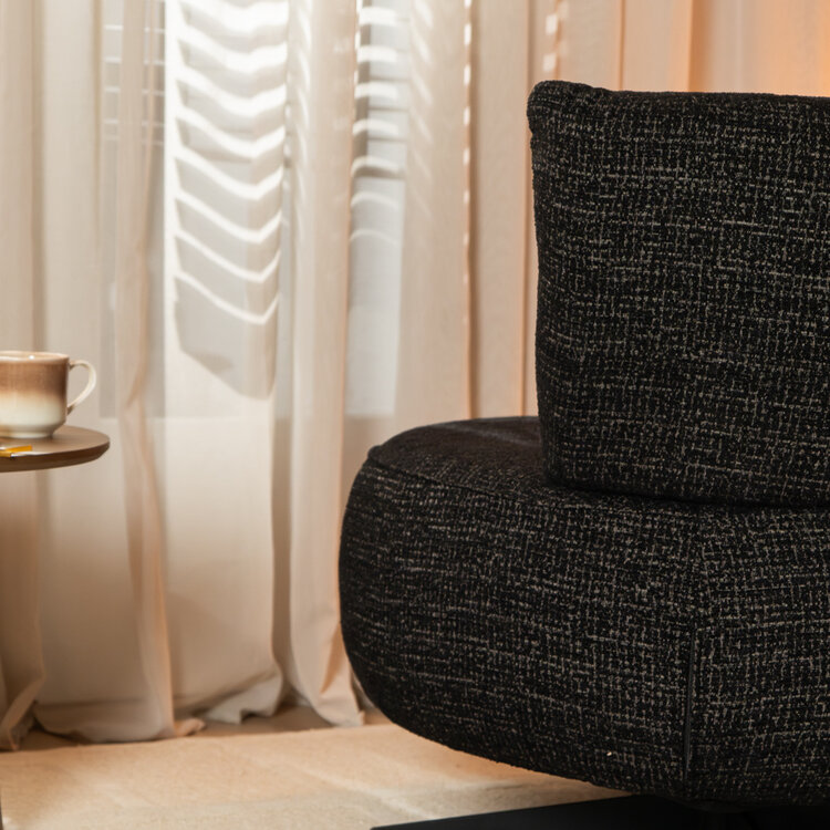Sessel Fallon drehbar melierter Stoff schwarz