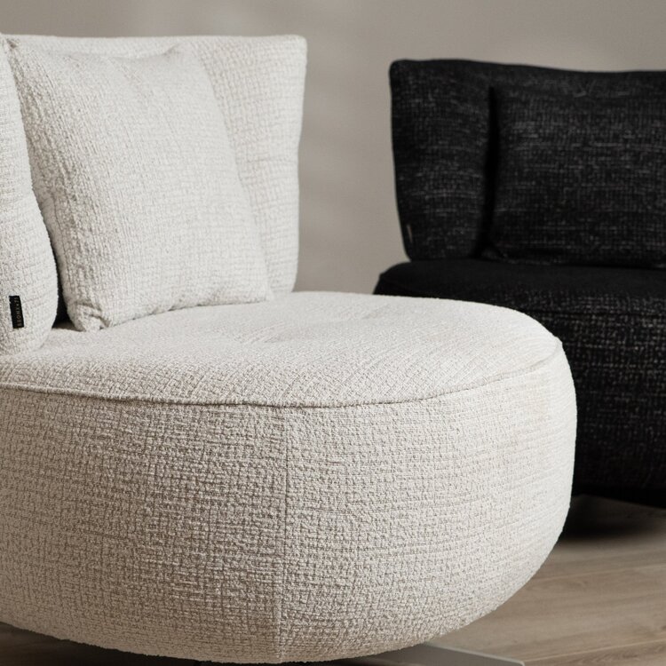 Sessel Fallon drehbar melierter Stoff beige