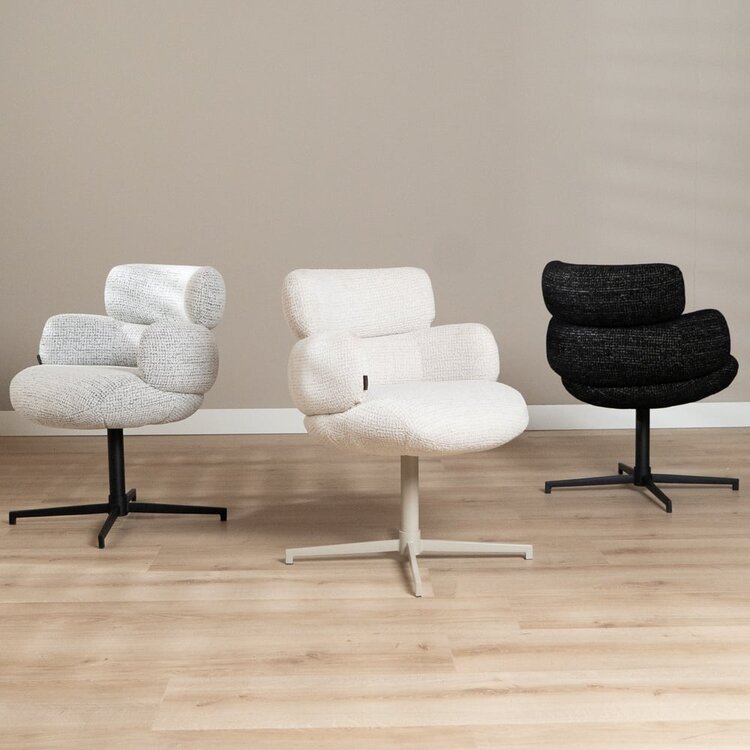 Esszimmerstuhl Coco drehbar Stoff meliert off-white/ schwarz