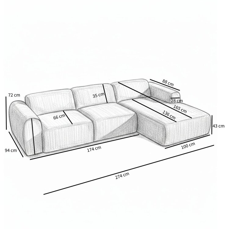 Ecksofa Maine Bouclé terrakotta rechts
