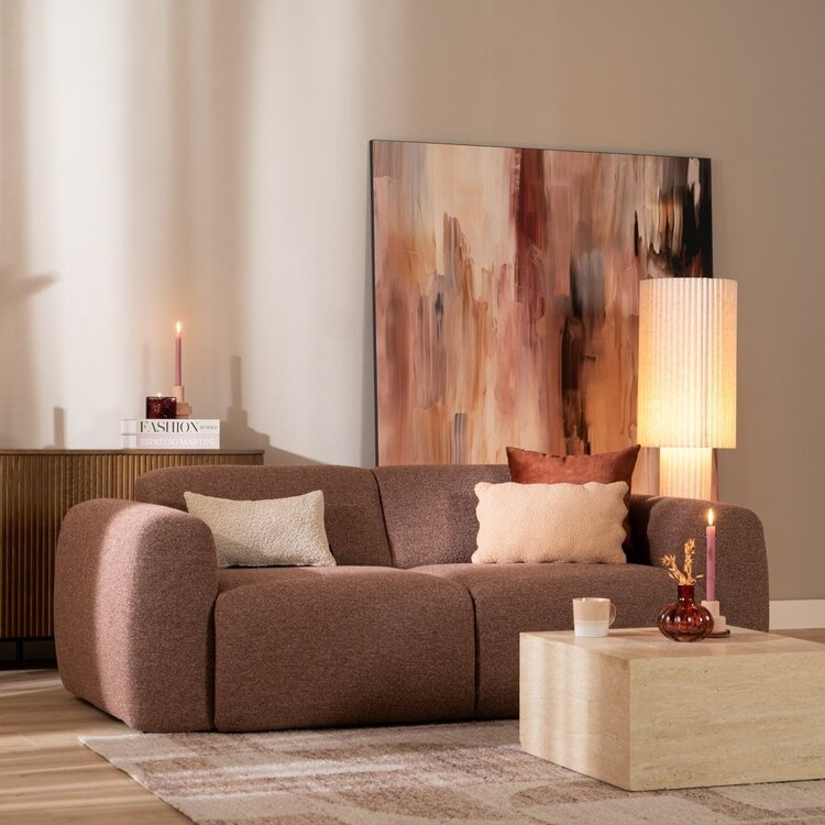 Sofa Maine 2,5 Sitzer Bouclé rot/rosa