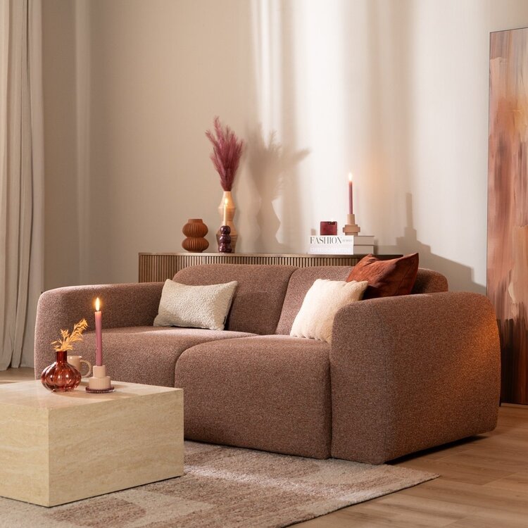 Sofa Maine 2,5 Sitzer Bouclé rot/rosa