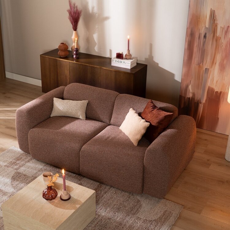 Sofa Maine 2,5 Sitzer Bouclé rot/rosa