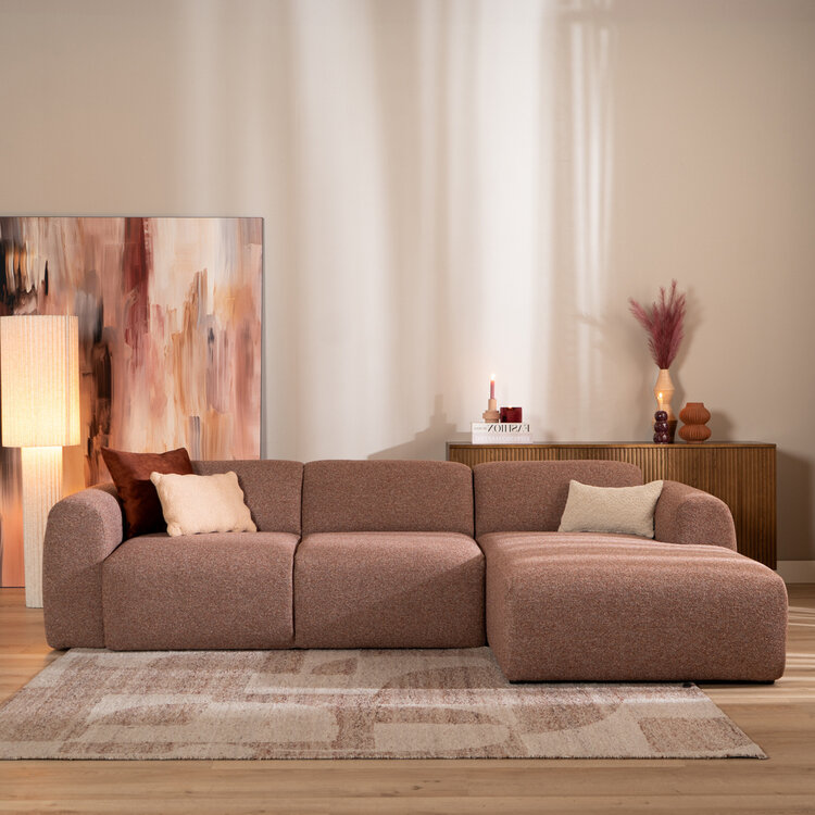 Ecksofa Maine Bouclé rot/rosa rechts
