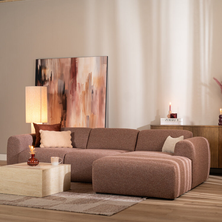 Ecksofa Maine Bouclé rot/rosa rechts