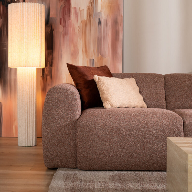 Ecksofa Maine Bouclé rot/rosa rechts