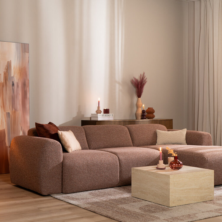 Ecksofa Maine Bouclé rot/rosa rechts