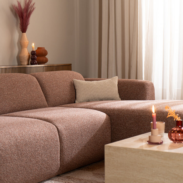 Ecksofa Maine Bouclé rot/rosa rechts