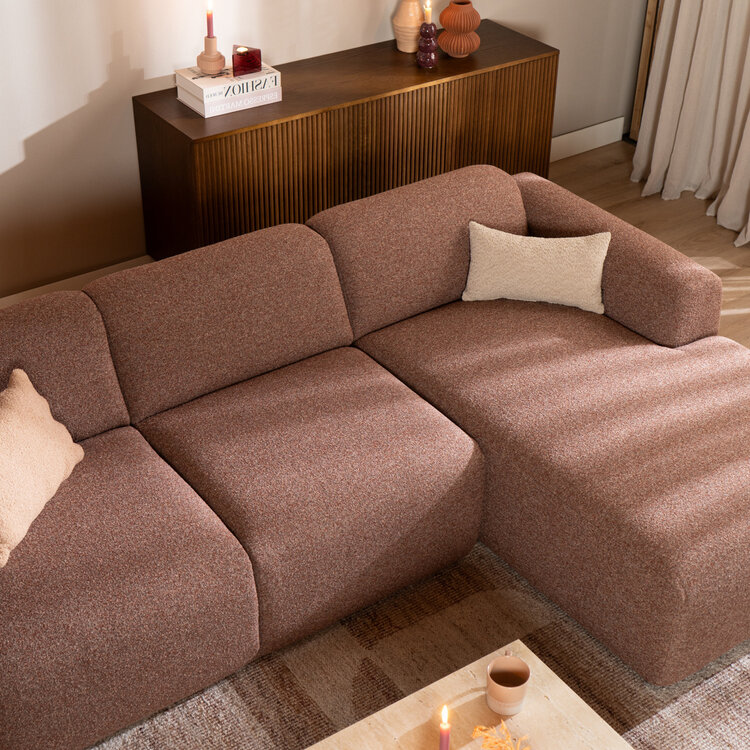 Ecksofa Maine Bouclé rot/rosa rechts