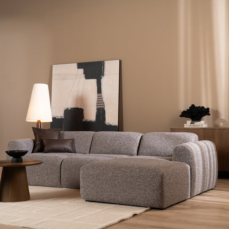 Ecksofa Maine Bouclé braun/grau rechts